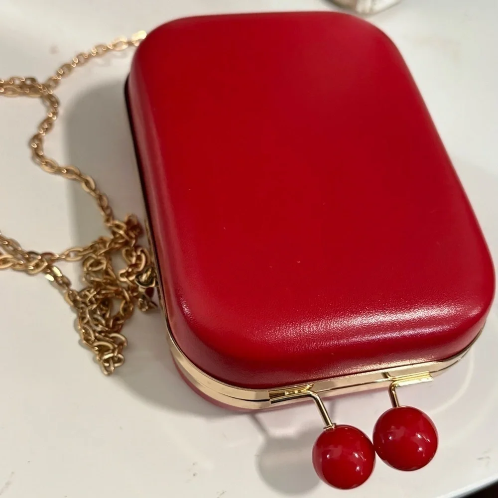 COPY - Vintage Elizabethth Arden New York red box purse with chain and ball cla…